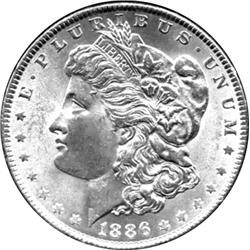1886 US SILVER MORGAN DOLLAR-NICE MS 64