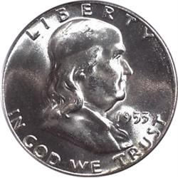 GEM 1955 FRANKLIN SILVER HALF-BUG BUNNY-FBL-MS65