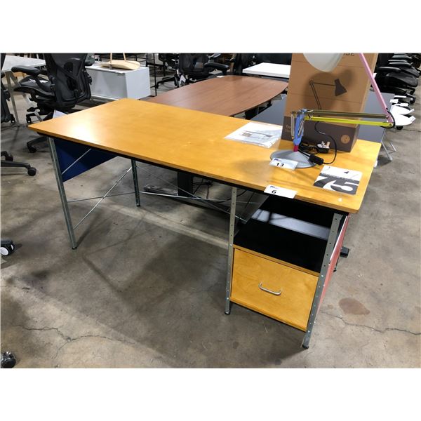 HERMAN MILLER EAMES NATURAL DESK WITH STORAGE UNITS