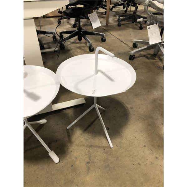 DESIGN WITHIN REACH WHITE DESIGNER SIDE TABLE