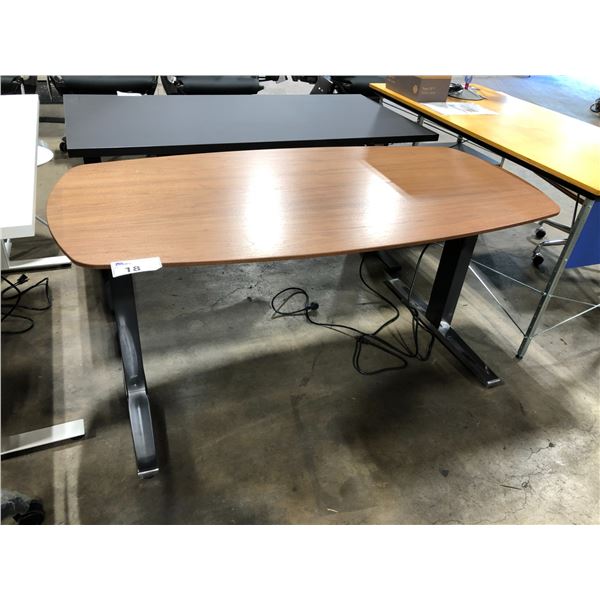 HERMAN MILLER WALNUT 60"W SIT / STAND ELECTRIC HEIGHT ADJUSTABLE COMPUTER TABLE RETAIL VALUE $2346