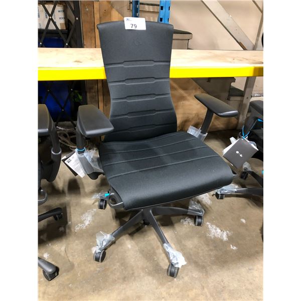 HERMAN MILLER EMBODY BLACK / CYAN FULLY ADJUSTABLE GAMING TASK CHAIR, RETAIL VALUE $2,263.00