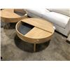 Image 2 : WOUD ASH 36"W ROUND SLIDING STORAGE COFFEE TABLE