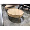 Image 2 : WOUD ASH 36"W ROUND SLIDING STORAGE COFFEE TABLE