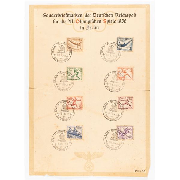 1936 OLYMPIC GAMES GERMAN POSTAL STAMPS (8)