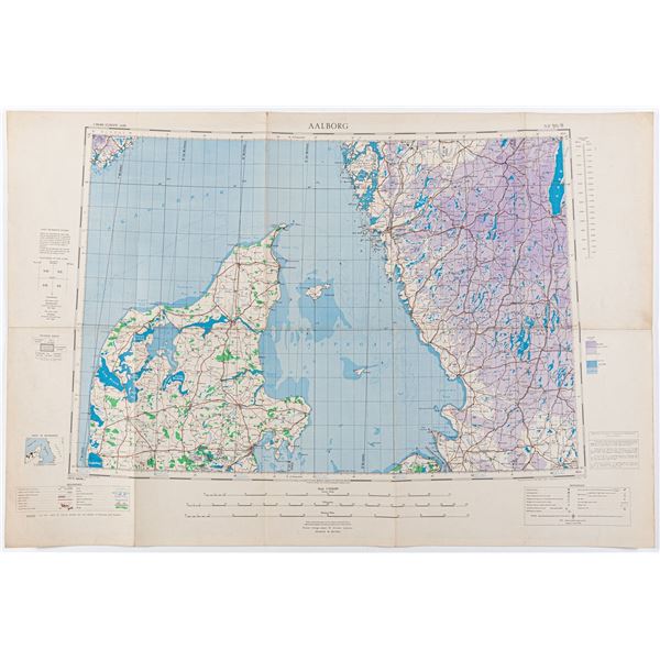 1940 BRITISH WWII MAP OF AALBORG DENMARK