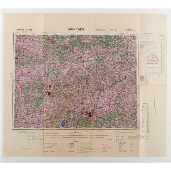 1943 BRITISH MILITARY MAP OF MUNICH