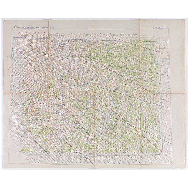 1944 U.S. MILITARY PILOT MAP OF PARIS