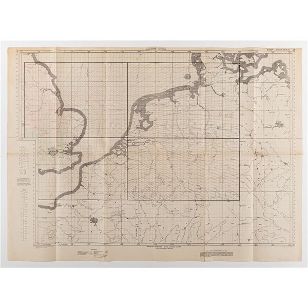 1944 WWII BRITISH MILITARY PILOT MAP OF LONDON