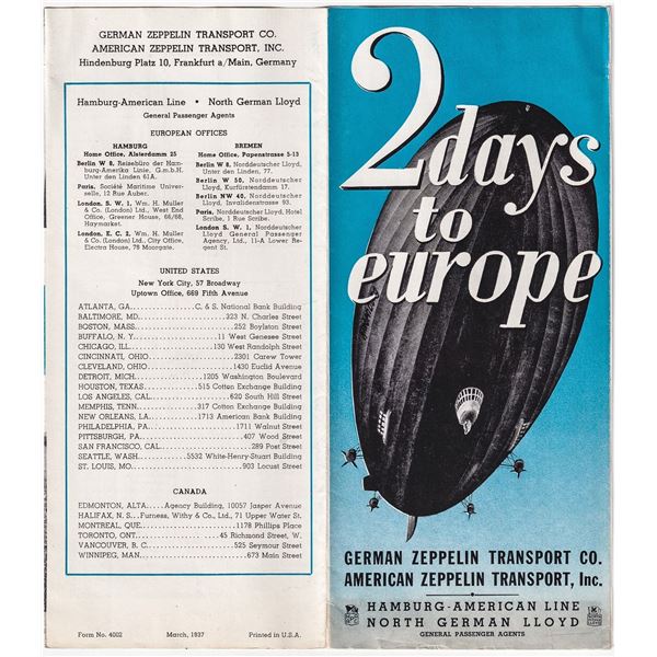 HINDENBURG ADVERTISING BROCHURE 1937