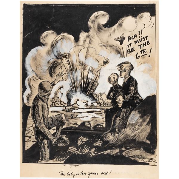 HITLER AND GENERAL GROW ORIGINAL CARTOON ARTWORK