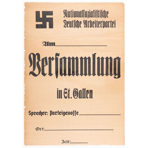 1923 NSDAP MEETING POSTER IN SWITZERLAND