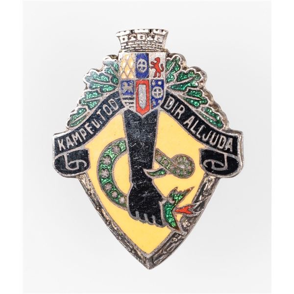 GERMAN THIRD REICH PIN AGAINST ALLJUDA