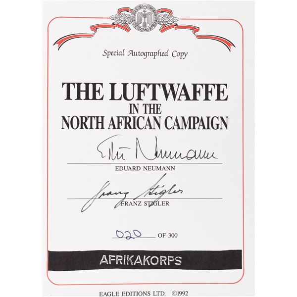 NEUMANN AND STIGLER JG 27 AFRIKA SIGNED BOOK