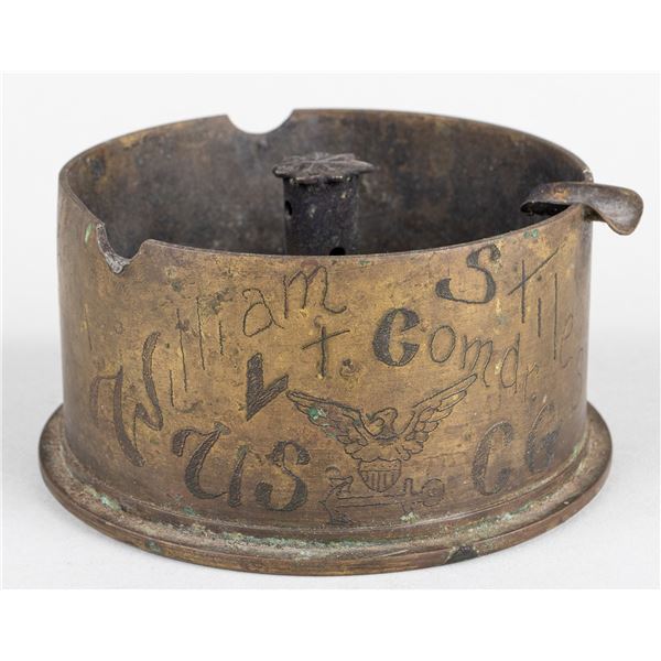 NAMED WWII SHELL ASHTRAY USS SAMUEL CHASE