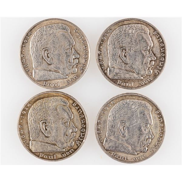 WWII HINDENBURG 5 MARKS COINS (4)