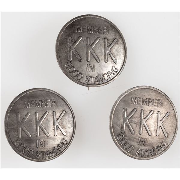KU KLUX KLAN MEMBER IN GOOD STANDING PINS (3)