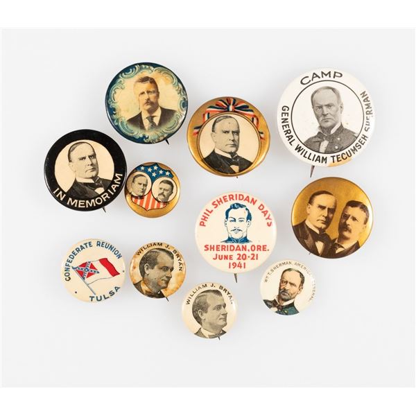 EARLY 20TH C PRESIDENTIAL CAMPAIGN PINS (11)
