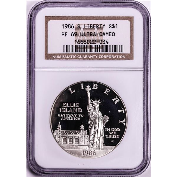1986-S $1 Proof Statue of Liberty Commemorative Silver Dollar Coin NGC PF69 Ultra Cameo