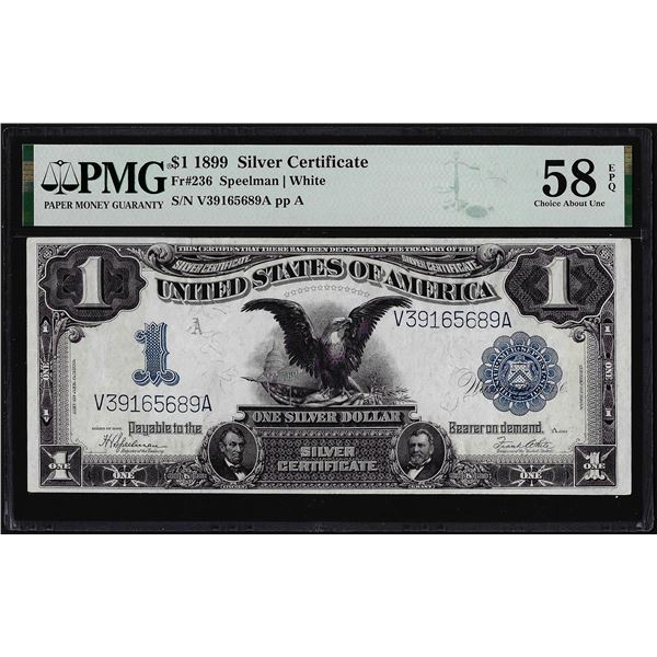 1899 $1 Black Eagle Silver Certificate Note Fr.236 PMG Choice About Unc. 58EPQ