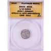 Image 1 : 2014 Proof 1/10 oz Platinum JFK Apollo 11 Anniversary Medal ANACS MS68
