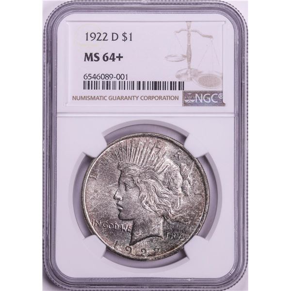 1922-D $1 Peace Silver Dollar Coin NGC MS64+