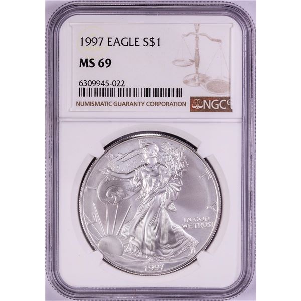 1997 $1 American Silver Eagle Coin NGC MS69