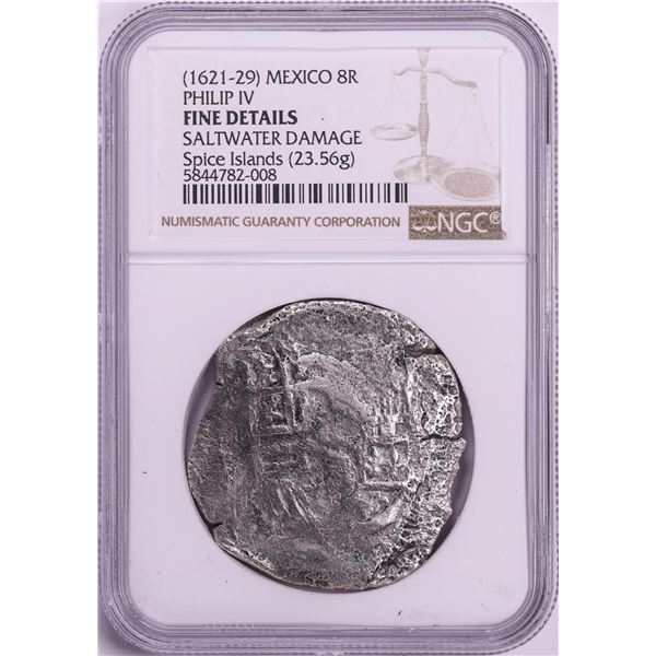 Spice Islands Shipwreck (1621-29)MO Mexico 8 Reales Philip IV Silver Coin NGC Graded