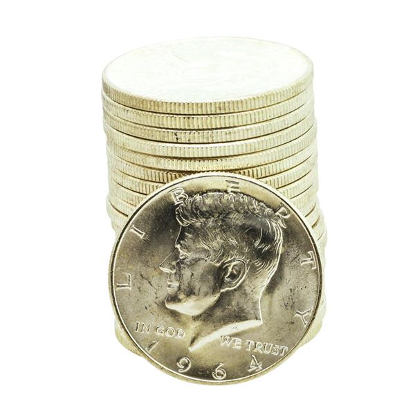 Roll of (20) Brilliant Uncirculated 1964 Kennedy Half Dollar Coins