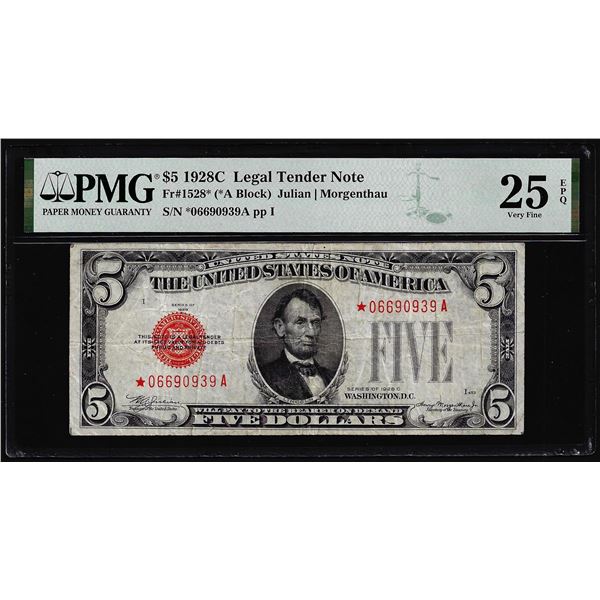 1928C $5 Legal Tender STAR Note Fr.1528* PMG Very Fine 25EPQ