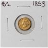Image 1 : 1853 $1 Liberty Head Gold Dollar Coin