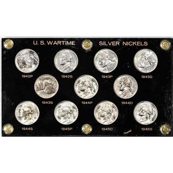 1942-1945 United States Wartime Silver Nickel Coin Set in Capital Plastic Holder