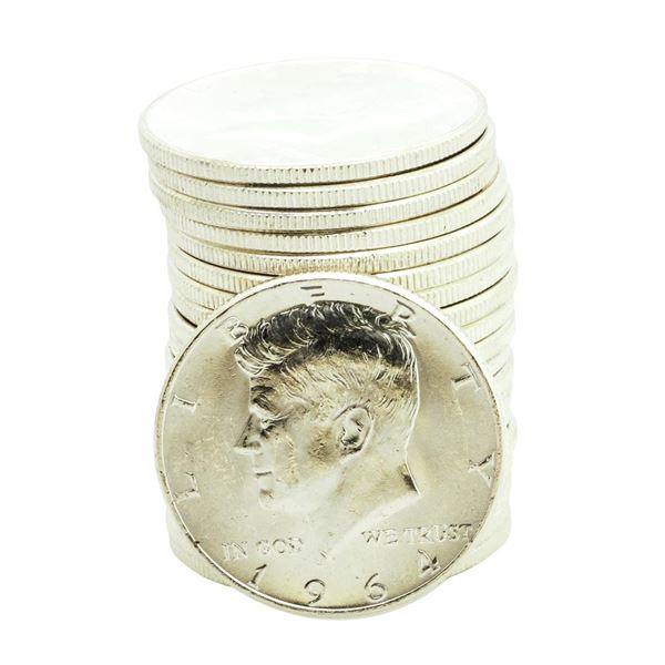 Roll of (20) Brilliant Uncirculated 1964 Kennedy Half Dollar Coins