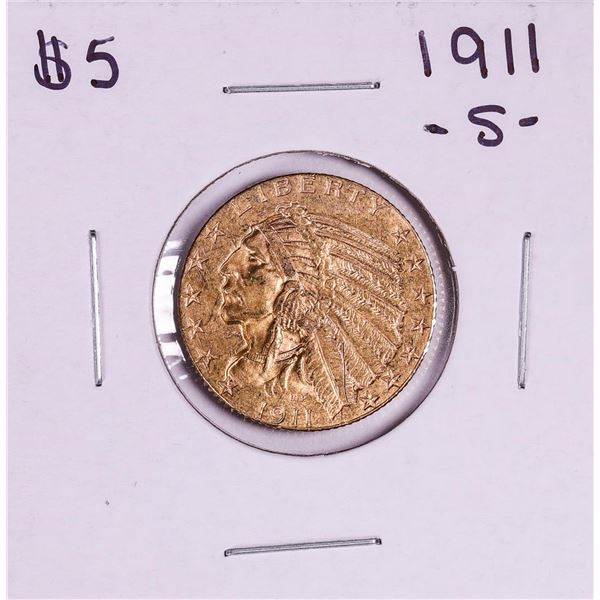 1911-S $5 Indian Head Half Eagle Gold Coin