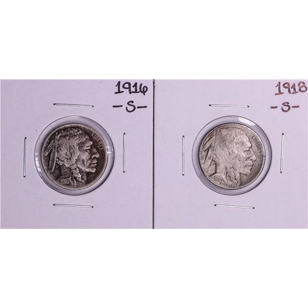 Lot of 1916-S & 1918-S Buffalo Nickel Coins