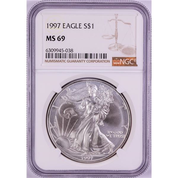 1997 $1 American Silver Eagle Coin NGC MS69