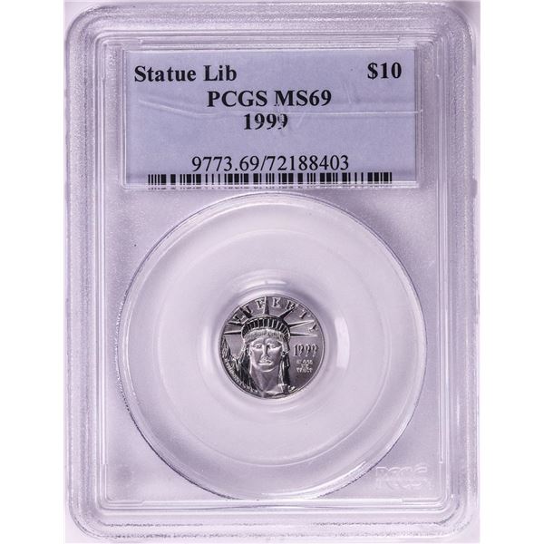 1999 $10 American Platinum Eagle Coin PCGS MS69 Scratched Holder