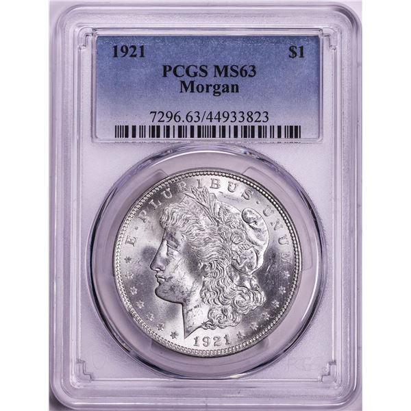 1921 $1 Morgan Silver Dollar Coin PCGS MS63
