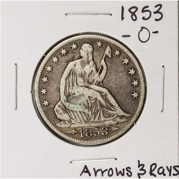1853-O Arrows & Rays Seated Liberty Half Dollar Coin
