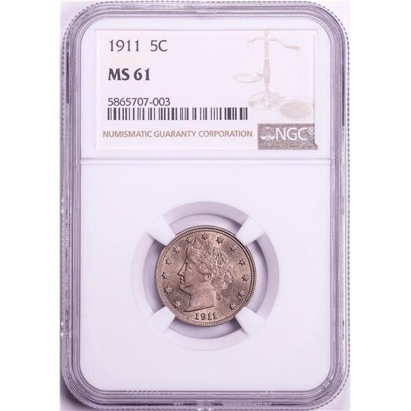 1911 Liberty V Nickel Coin NGC MS61