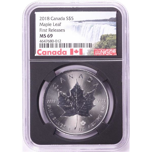 2018 $5 Canada Maple Leaf Silver Coin NGC MS69 First Releases