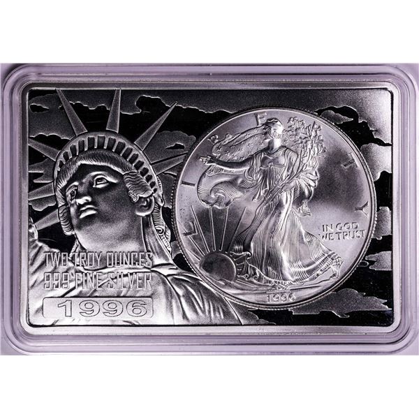 1996 $1 American Silver Eagle Coin & 2oz Silver Bar Set
