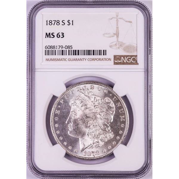 1878-S $1 Morgan Silver Dollar Coin NGC MS63