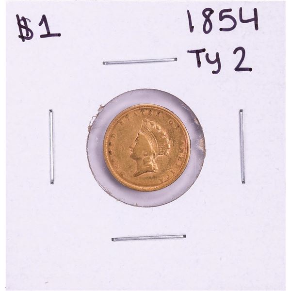 1854 Type 2 $1 Liberty Head Gold Dollar Coin