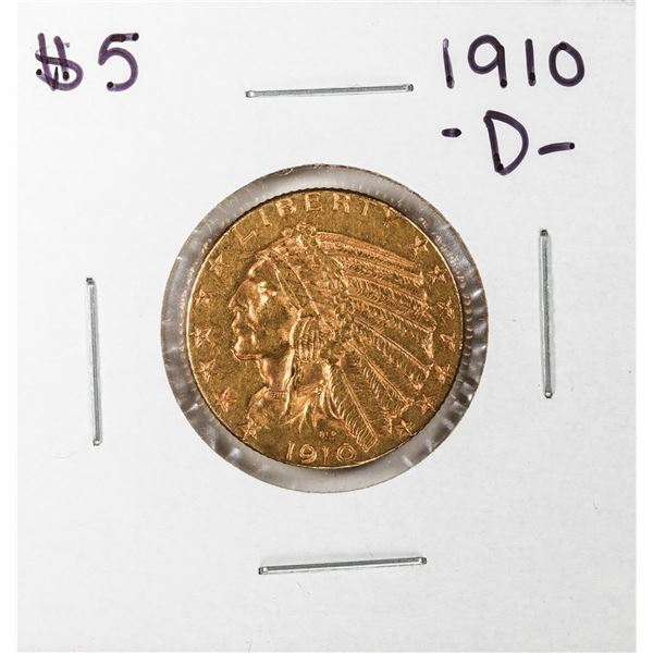 1910-D $5 Indian Head Half Eagle Gold Coin