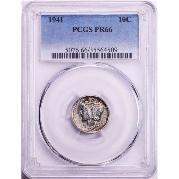 1941 Proof Mercury Dime Coin PCGS PR66