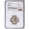 Image 1 : 1943-S Jefferson Nickel Coin NGC MS67