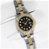 Image 3 : Rolex Ladies Two Tone Black Diamond Oyster Band Wristwatch