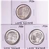 Image 1 : Lot of (3) 1936 Long Island Tercentenary Commemorative Half Dollar Coins