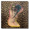 Image 1 : Steve Kaufman (1960-2010) "Pinup With Mask" Original Mixed Media On Canvas